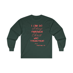 Men's Long Sleeve Strength Tee Red Print