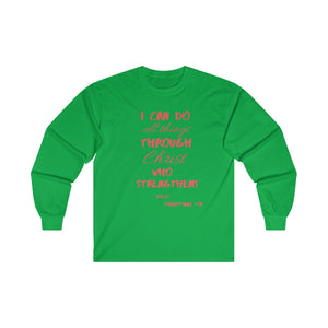 Men's Long Sleeve Strength Tee Red Print
