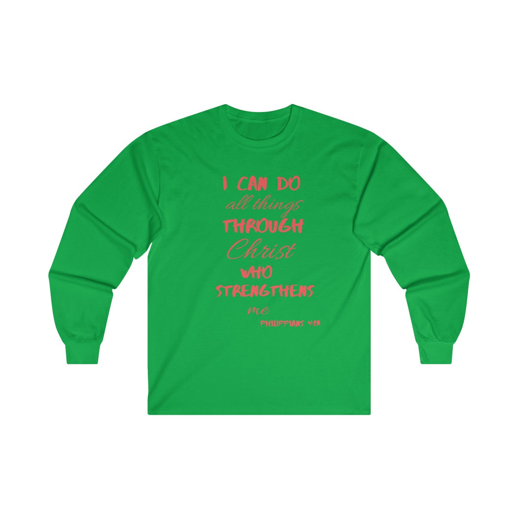 Men's Long Sleeve Strength Tee Red Print