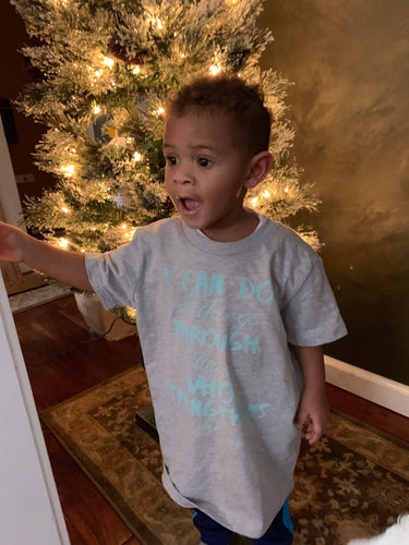 Young child's Strength Tee Blue Print