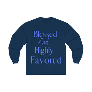 Men's Long Sleeve Blessed Tee Blue Print