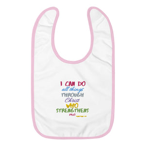 Pink Embroidered Baby Bib